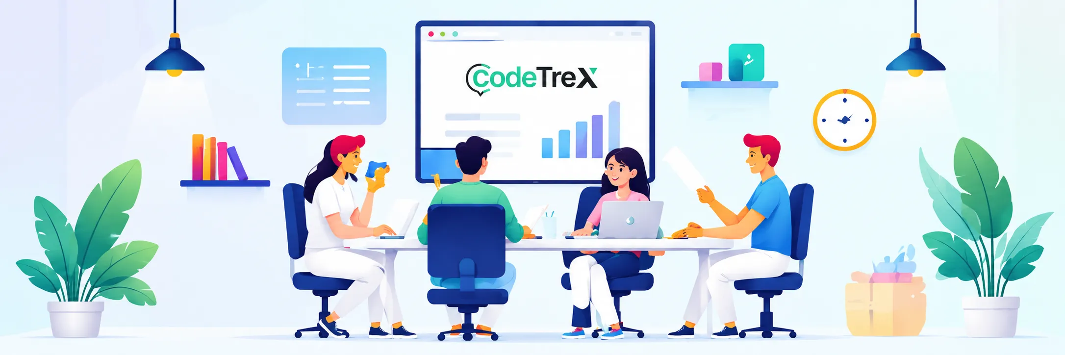 Codetrex team collaborating around a meeting table