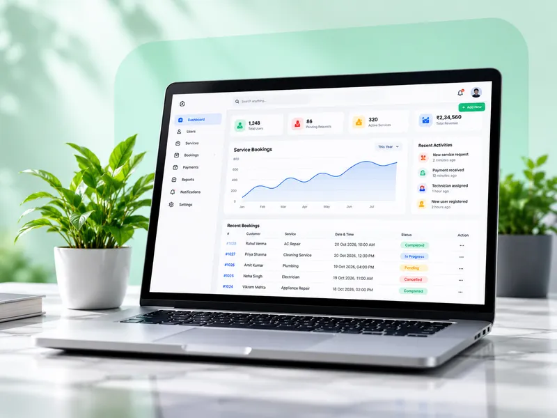 Laptop showing a web platform dashboard