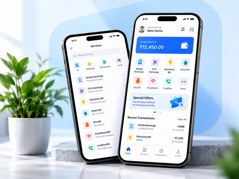 Mobile apps shown on two smartphones