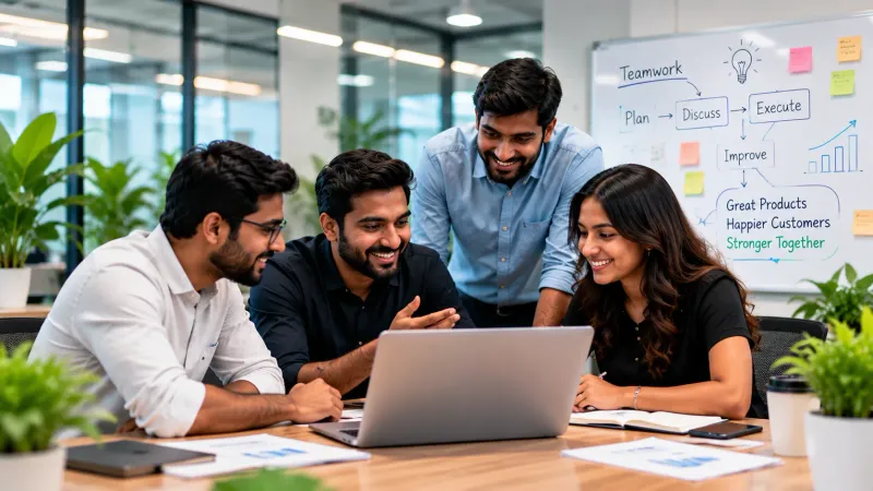 Colleagues collaborating in the office