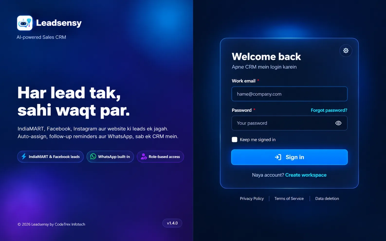 Leadsensy AI CRM (Web) project preview